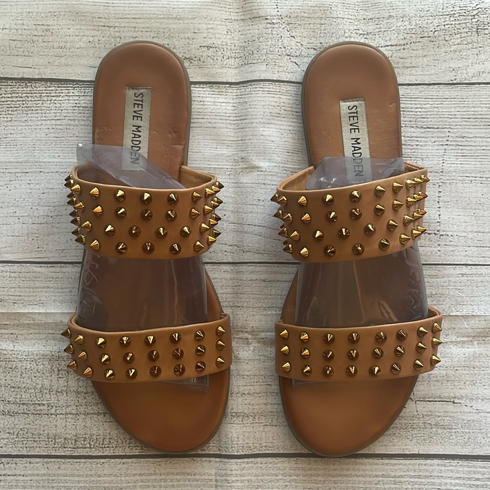 Steve Madden Tan Studded Sandals